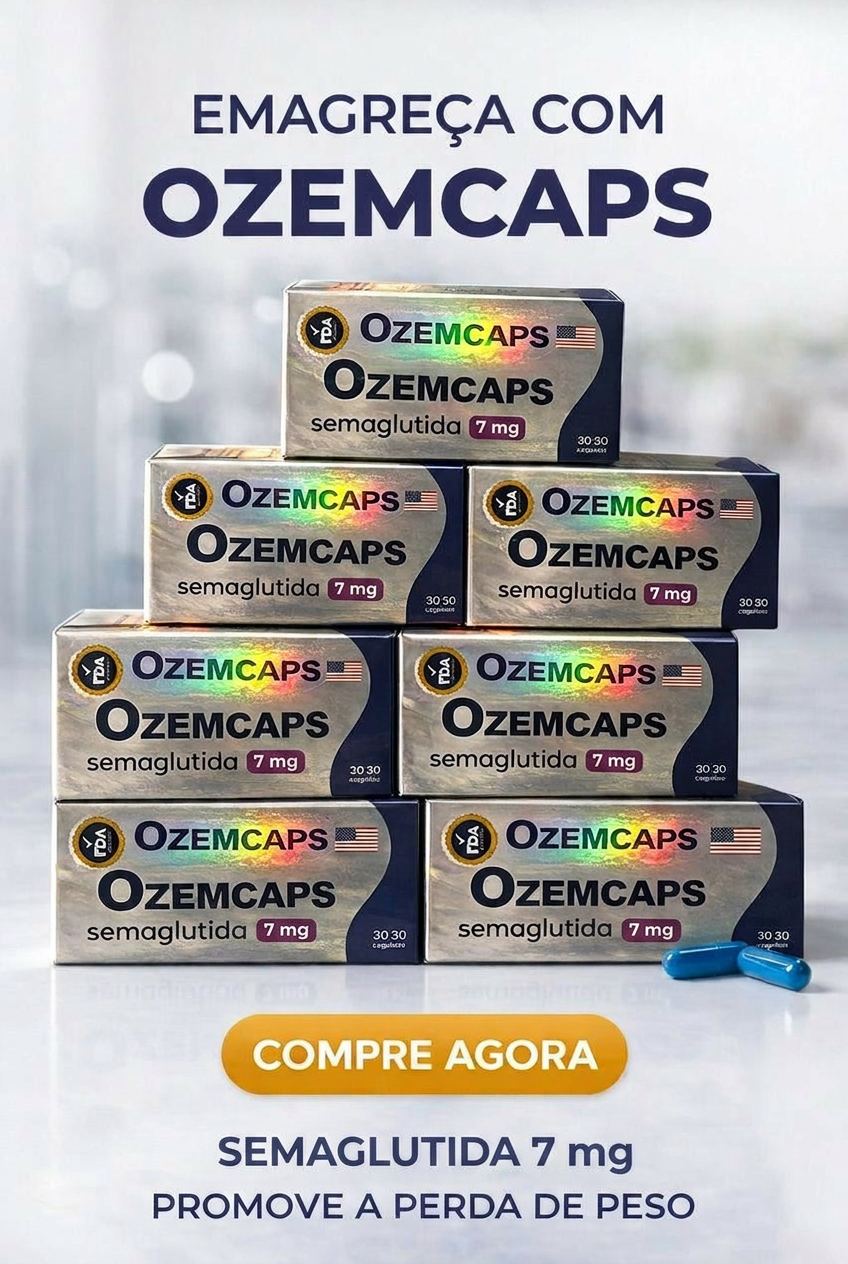 Frascos de OzemCaps Semaglutida 7mg empilhados